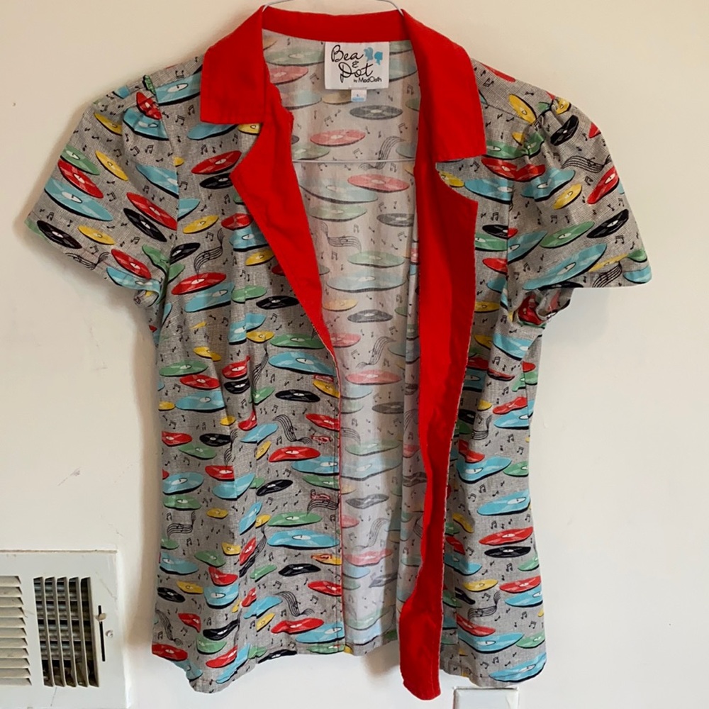 Button down, collared retro record shirt